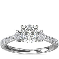 East-West Sidestone and Pavé Diamond Engagement Ring in 14k White Gold (1/4 ct. tw.)